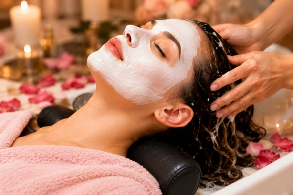 Relaxing spa facial and hair treatment